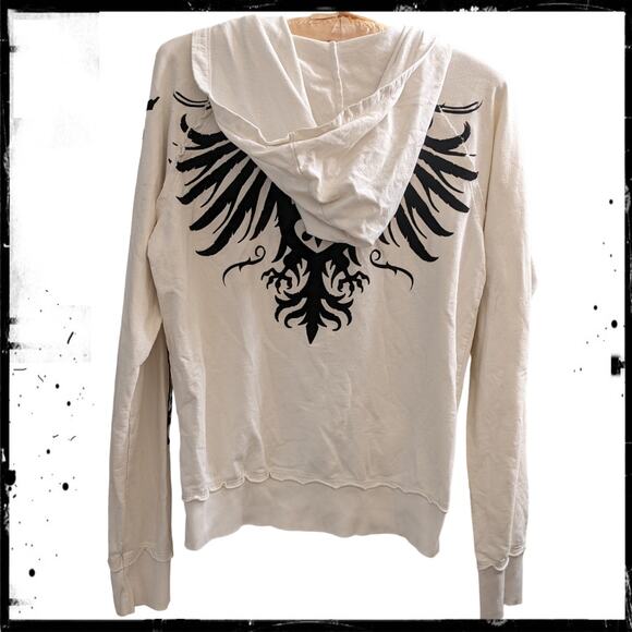 XTREME COUTURE Zip Up Hoodie Sweatshirt
Velvet Print Eagle Spellout Sleeve y2k - Picture 3 of 10